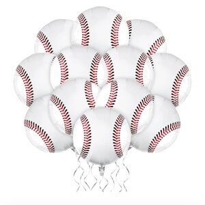 Baseball Themed White and Red Party Balloons